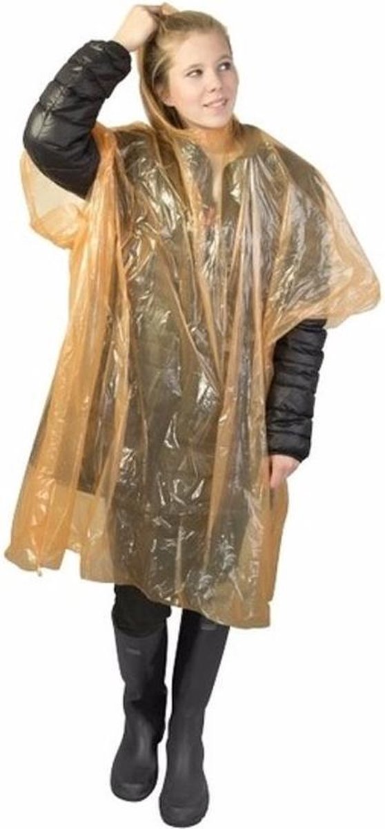 10x oranje wegwerp regenponcho