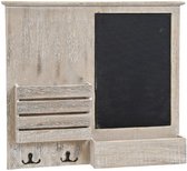 Houten memo krijtbord met haakjes en vakken 52 x 47 cm - Wanddecoratie - Wandborden van hout