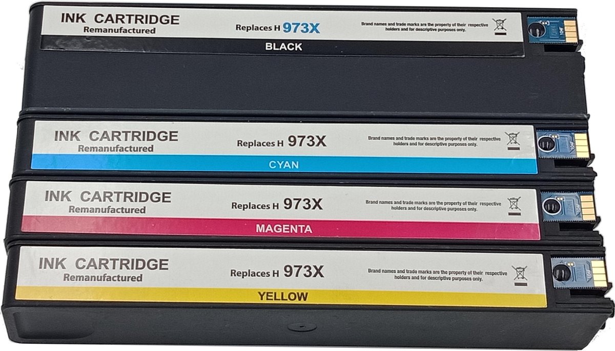 KATRIZ® huismerk voor HP 973XL Zwart+ 973XL Cyaan+ 973XL Magenta + 973XL Geel voor | Pagewide Pro 452dw/452dn/452dwt /MFP 477dw/477dn/477dwt / MFP 552dw / MFP 577dw/577Z | 4 stuks