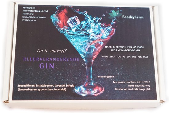 Kleurveranderende Gin set - Gin kruiden om thuis je eigen kleurveranderende gin te maken - FoodiyFarm