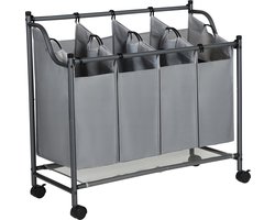 Wassorteerder 4 Vakken - 140 L Grijs Opvouwbare Wasmand - Waskar