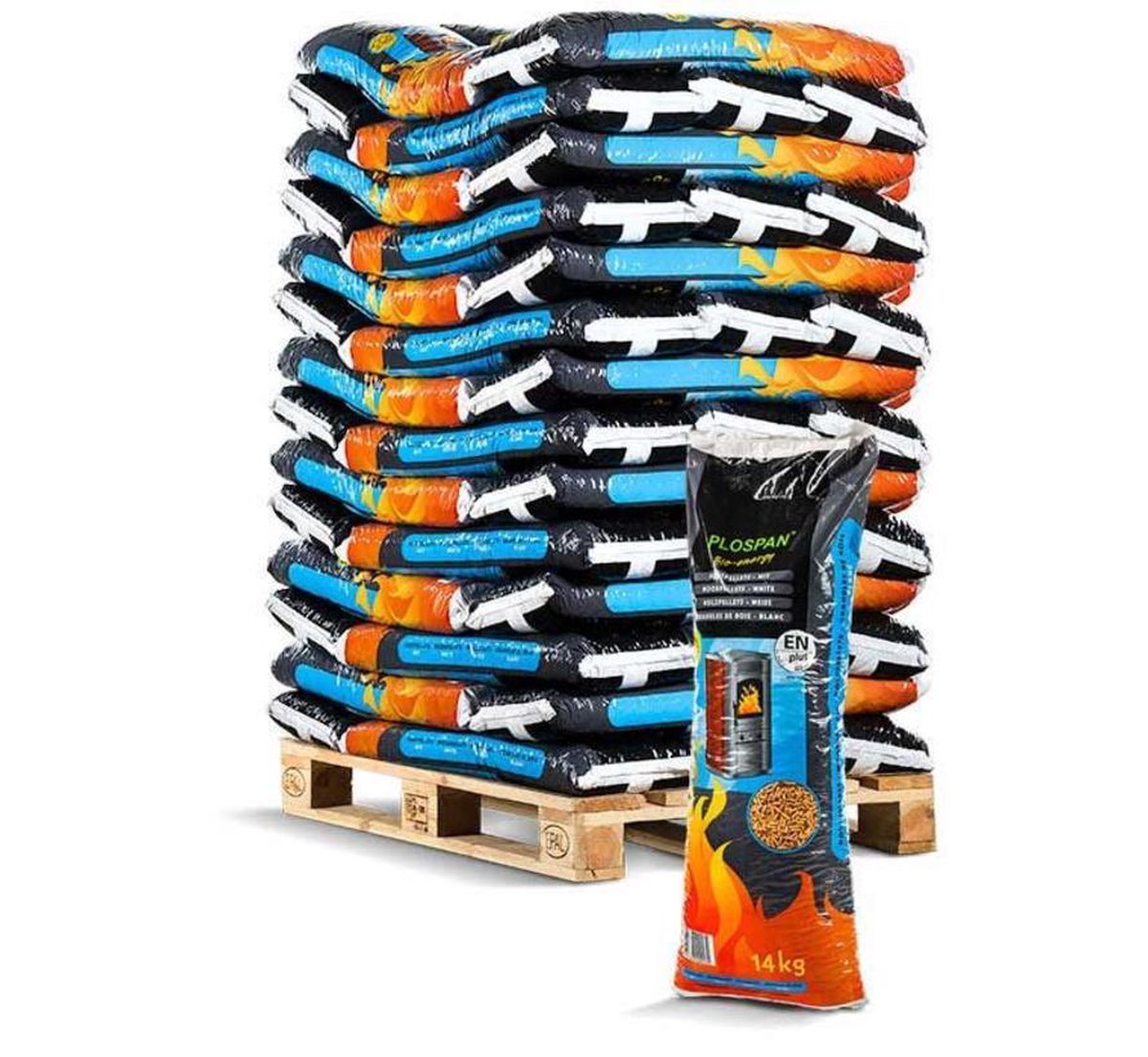 Plospan houtkachel Pellets houtpellets 1 pallet (784 kg) WIT