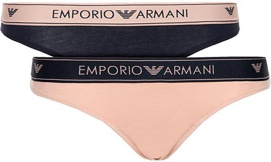 Emporio Armani - Dames - 2-Pack Brazilian Slips - Blauw - S | bol.com