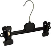De Kledinghanger Gigant - 50 x Rok / broekhanger kunststof zwart met anti-slip knijpers, 30 cm