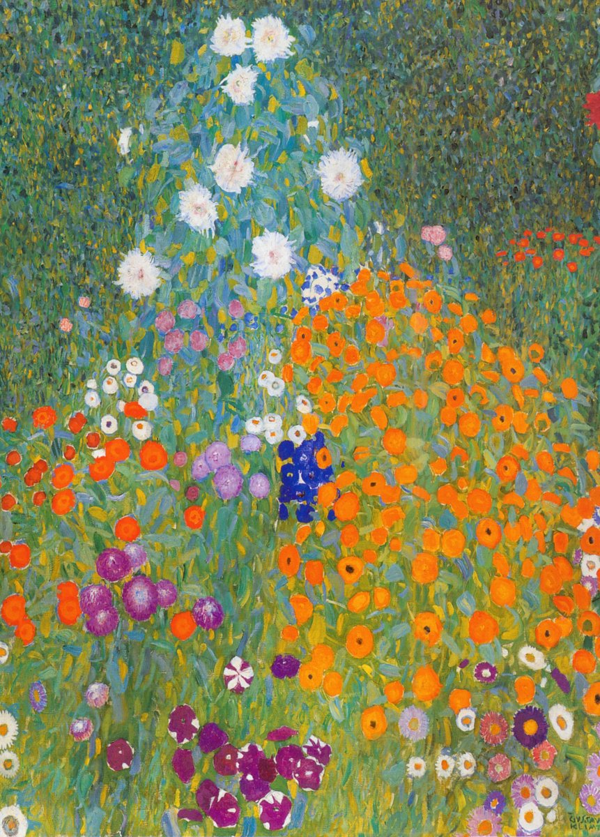 Esque Poster Bauerngarten - Schilderij Gustav Klimt - Large 70x50 - Bloemen - Planten Multicolor
