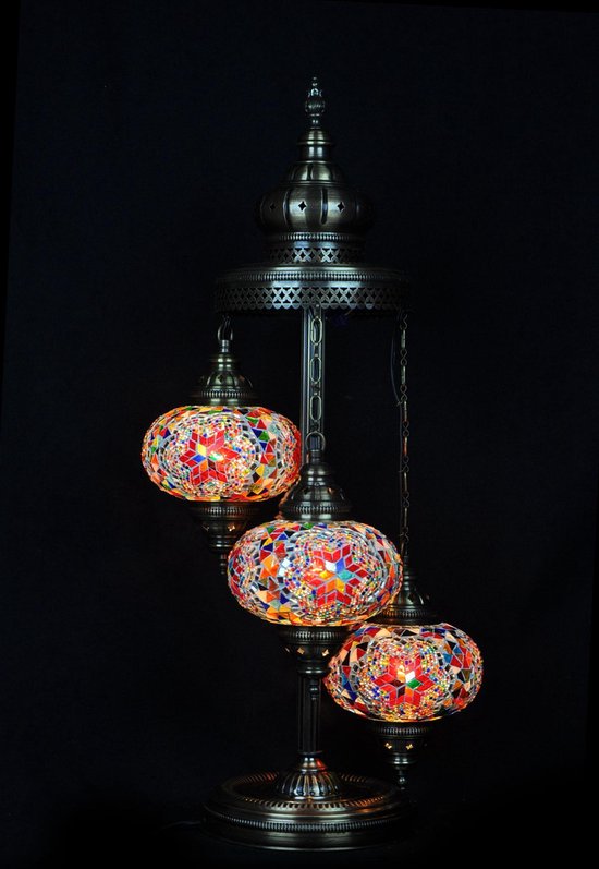 Turkse lamp - Oosterse lamp Staande lamp - - 3 bollen - mozaïek | bol.com