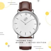 GoodvibeZ® |  "Become One" | Vintage Classic Luxury Heren Horloge | Ø 40 mm | Limited Edition | Silver/Brown