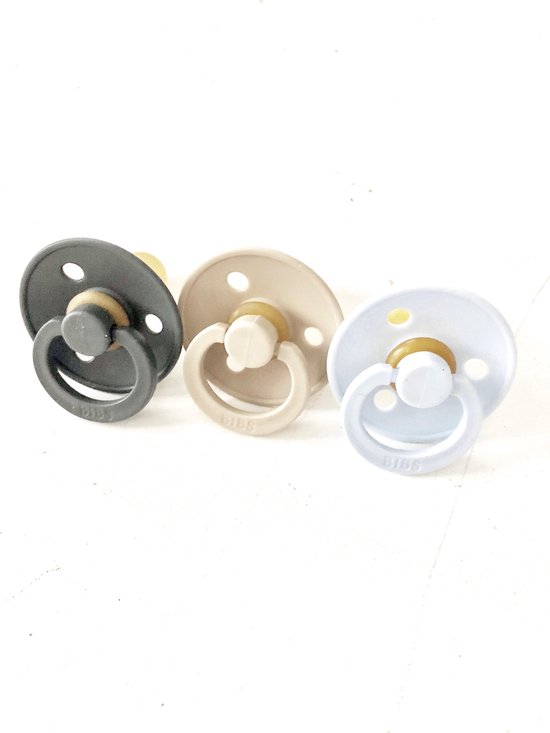 BIBS spenen maat 2 618m 3 STUKS IRON, VANILLA & BABY BLUE