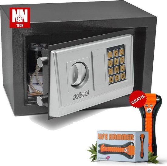DONAU Tech Meubelkluis 8,5L Zwart - Handbediende Kluis 31x20x20 Cm Met Cijferslot, Veilig Voor Thuis, Kantoor En Hotel