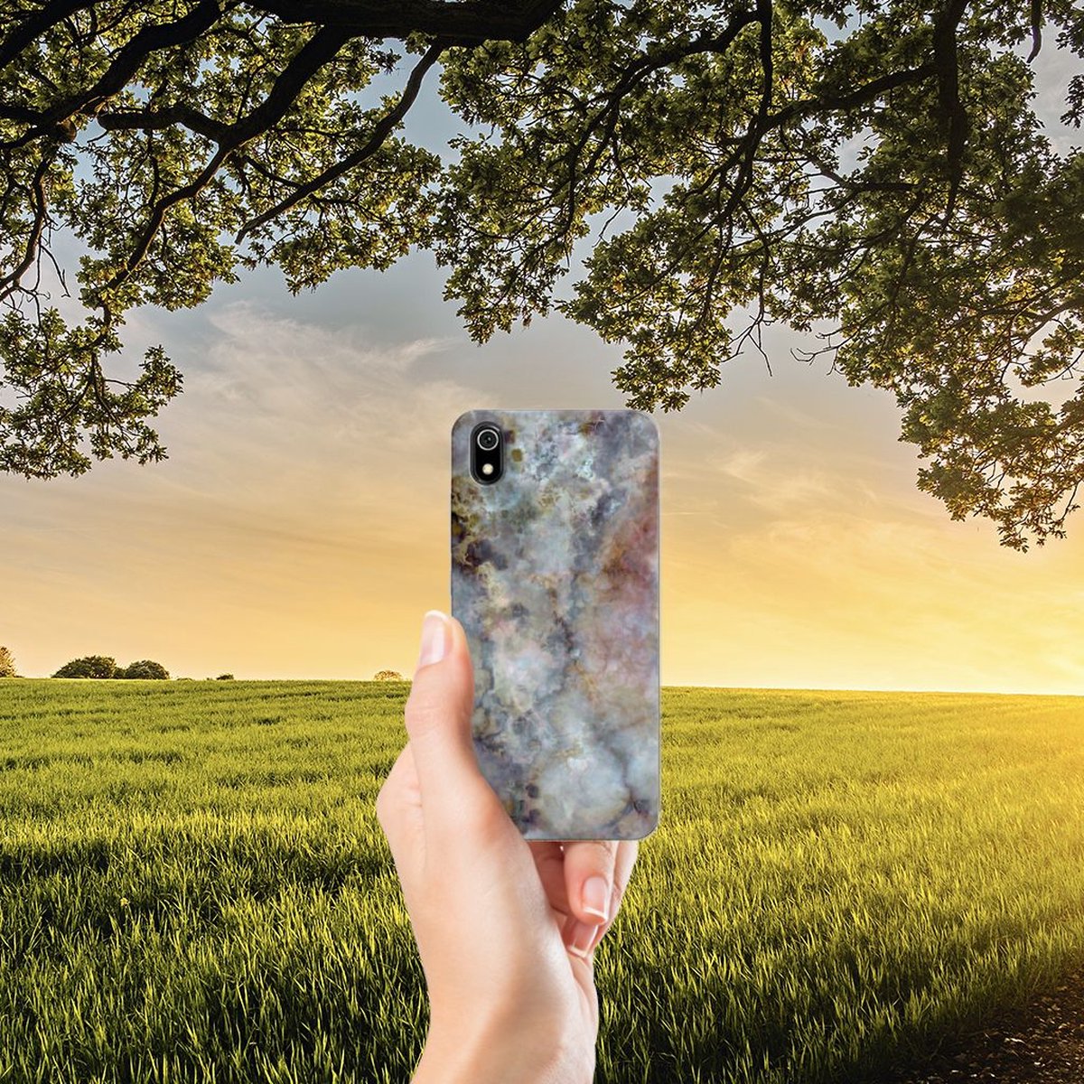Xiaomi Redmi 7A TPU Siliconen Hoesje Marmer Grijs