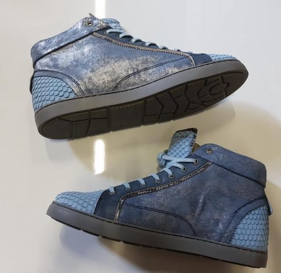Yellow cab halfhoge blauwe leren sneakers vallen ruim - Maat 38 | bol.com