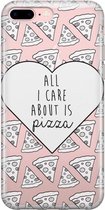 iPhone 7 Plus hoesje - Pizza is love - Zwart
