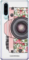 Huawei P30 hoesje siliconen - Hippie camera | Huawei P30 case | Roze | TPU backcover transparant