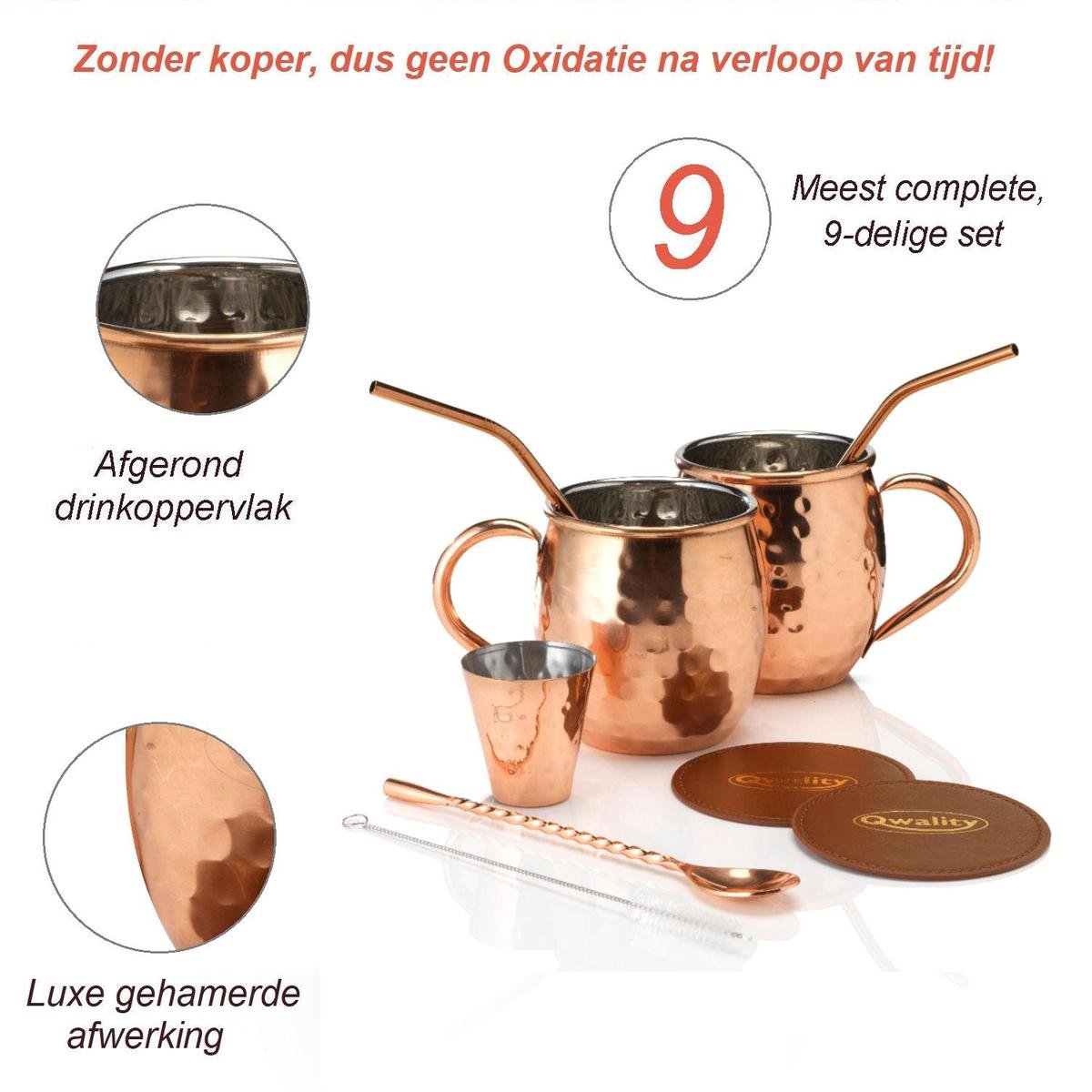 Luxe Moscow Mule Beker Set – Cocktail set - Inclusief 2 Heerlijke Mule Recepten - Luxe Cadeau Man Vrouw - 500ml - Qwality® — cadeau in Kookcadeaus - foto 2
