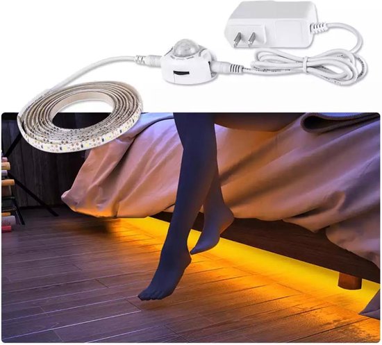 Bed LED verlichting - LED strip met bewegingssensor - Warm wit - 2 meter |  bol.com