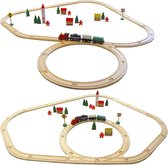 48-delige kinderspeelgoedspoorwegspeelgoedspoorweg met 48-delige houten speelgoedspoorweg, natuur...