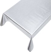 Tafelzeil Metallic Plain Silver -  140 x 100 cm - Zilver tafellaken - Tafelkleed plastic - Voor buiten en binnen - Verschillende maten - Geleverd in een koker