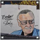 Tuinposter –Muurschildering van Stan Lee – 50x50cmFoto op Tuinposter (Wanddecoratie voor buiten en binnen)