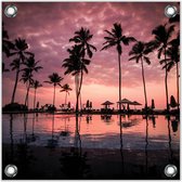 Tuinposter –Strand met Palmbomen– 50x50cmFoto op Tuinposter (Wanddecoratie voor buiten en binnen)