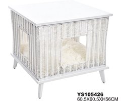 Hondenmand-kattenmand Hocker Home Style Rattan - Wit 60x60xH56 cm