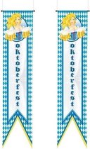 Oktoberfest 2x Oktoberfest vlaggen banners/wimpels 180 cm - Bierfeest/beieren versiering - Wand/muur/deur decoratie