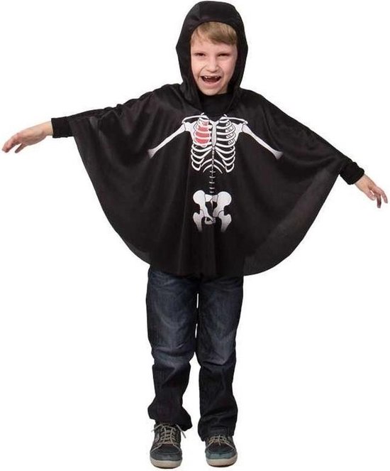 mengsel pijnlijk Gevaar Halloween - Zwarte skelet cape voor kinderen - Halloween verkleedkleding  voor... | bol.com