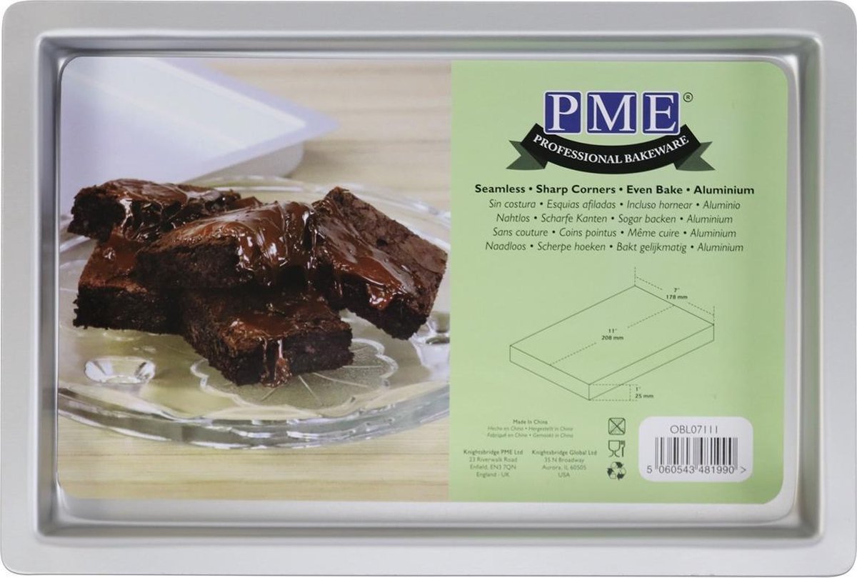 PME - Rechthoekige Bakvorm - Brownie Bakvorm - Aluminium - 17,7x27,9x2,5cm