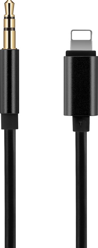 8-pins naar 3.5 mm audio AUX kabel voor iPhone/iPad/iPod - GADGETS4YOU - Ondersteuning iOS - Lengte 1 m - Zwart - Autoradio cadeau geven
