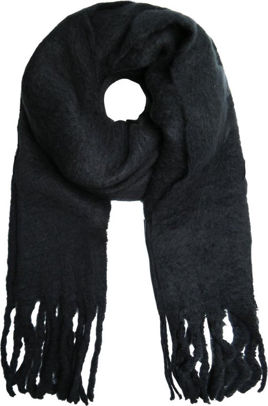 Accessoires Sjaals & omslagdoeken Sjaals Sjaals met muts Framboosrode zwarte sjaal gemaakt van dikke wol 