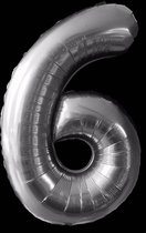 Ballon – Folie ballonnen cijfers – Verjaardags ballon – Cijfer 6 – Zilver - 97cm – 1 stuk