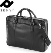 Senvi - Vol nerf Leather-Look Messenger Bag - Zwart - 9 Liter