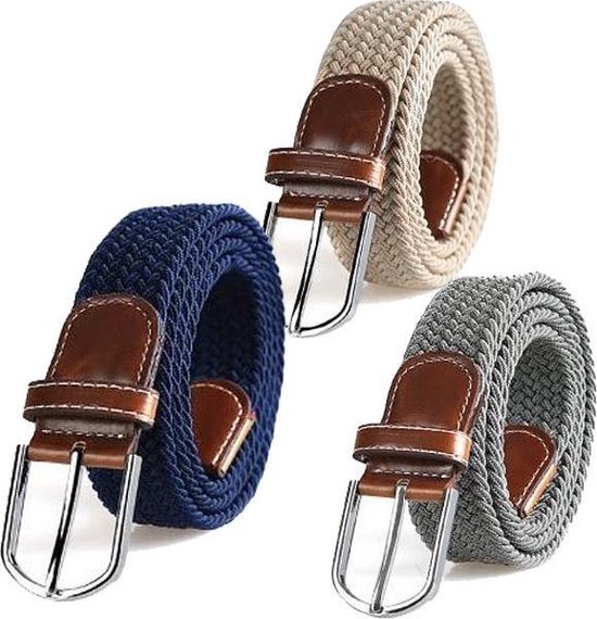 Gevlochten elastische riem, geweven stretch riem heren en dames-100 - 130  cm-Rood/wit | bol.com