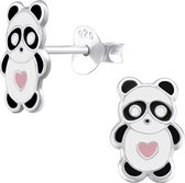 Joy|S - Zilveren panda oorbellen 6 x 10 mm Pandabeer