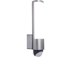 LUTEC Leda - LED wandlamp voor buiten met sensor - PIR bewegingssensor - Dag/nacht sensor - Premium aluminium - 1400Lm krachtig licht - 3000K warm licht - IP44 weerbestendig - Roestvrij Staal