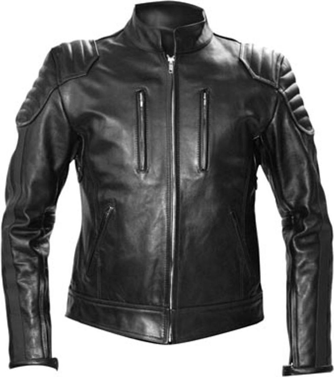Mister B leren jack met riem - zwart - xl
