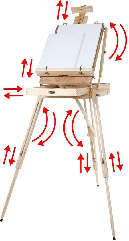 Artina 30-Piece Easel Set Madrid XXL - Veleasel or Table Easel with Acrylic Paint Set – Suitcase Easel with 18 Acrylic Paints, 2 Painters, Brushes and Palette Knives