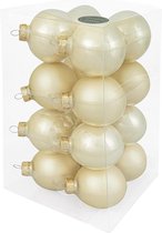 Decosy Glas Kerstballen - 8cm - Box 16 Stuks - Champagne Combi