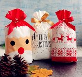Kerst Cadeau verpakking - Uitdeelzakjes met lint - Snoepzakken - Kerstmis Mix - 6 stuks