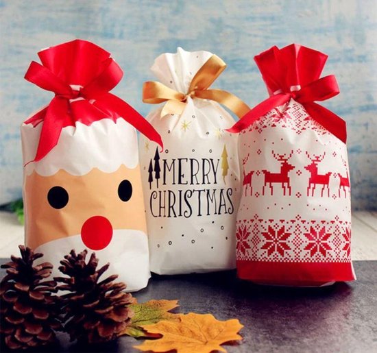 Kerst Cadeau verpakking - Uitdeelzakjes met lint - Snoepzakken - Kerstmis  Mix - 6 stuks | bol.com