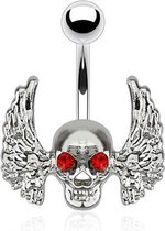 Navelpiercing skull met angel wings