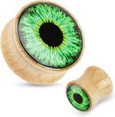 14 mm double-flared plug groene eyeball hout