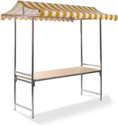 Marktkraam Professional | 2 meter | Gegalvaniseerd frame – Met kartelrand | Geel/wit