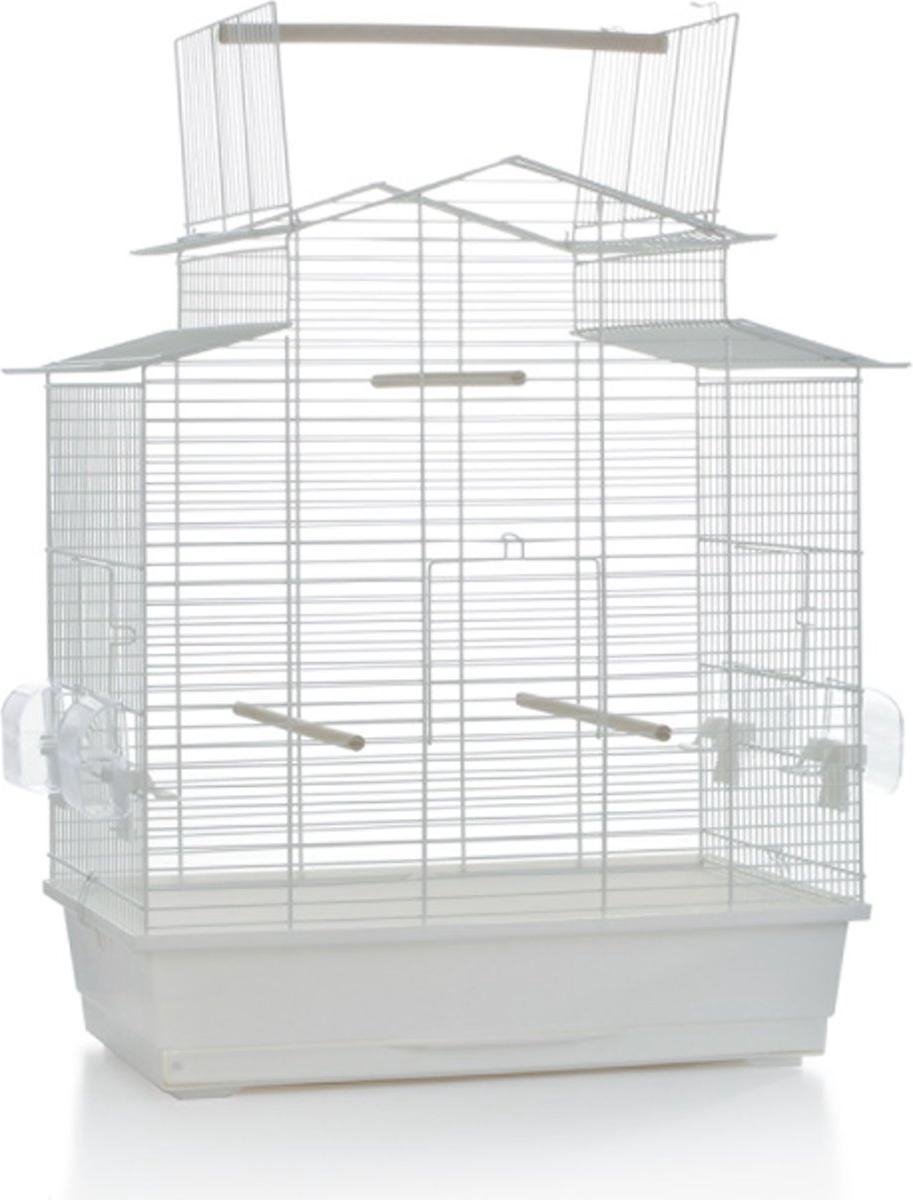 Duvo Vogelkooi Iza III met badhuisje - Wit - 59 x 38 x 65 cm