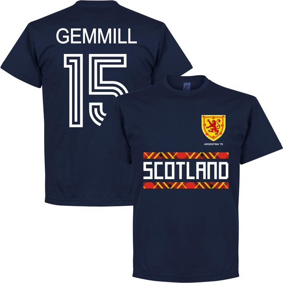 Schotland Retro 78 Gemmill 15 Team T-Shirt - Navy - S