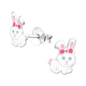 Joy|S - Zilveren konijn oorbellen 6 x 8 mm