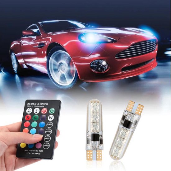 Led verlichting Auto Koplamp | RGB LED 12V | T10 LED 5050 | Met afstandsbediening | bol.com