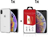 iPhone XS Max Telefoonhoesje met Screenprotector | Transparent Siliconen Tpu Smartphone Case | Gehard Beschermglas