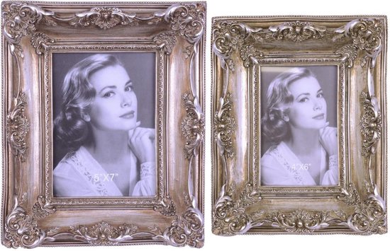 MadDeco - set - fotolijstje - polystone - zilver kleurig - nieuw - vintage - (set 1315)