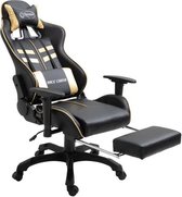 Gamestoel (INCL leer reinigingdoekjes) Goud met Voetensteun - Gaming Stoel - Gaming Chair - Bureaustoel racing - Racestoel - Bureau stoel gamen