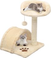 Kattenkrabpaal (incl kattenspeelstok) 40cm beige - Krabpaal katten - Katten Krabpaal